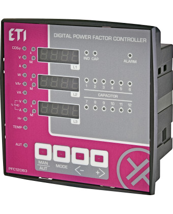 Регулятор реактивної потужності ETI PFC-12DB3 3F, 12 ступ, 144x144, (400V) (004656576) - Фото