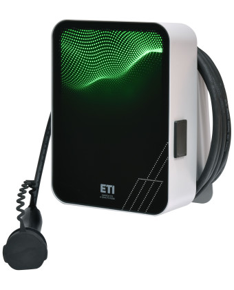 Зарядна станція ETI EVC-HOME11 (1 фаза: 3,7 кВт, 3 фази: 11 кВт, MODE3, Type2, з EV-ПЗВ, IP54, кабель 5м) (001800100) - Фото