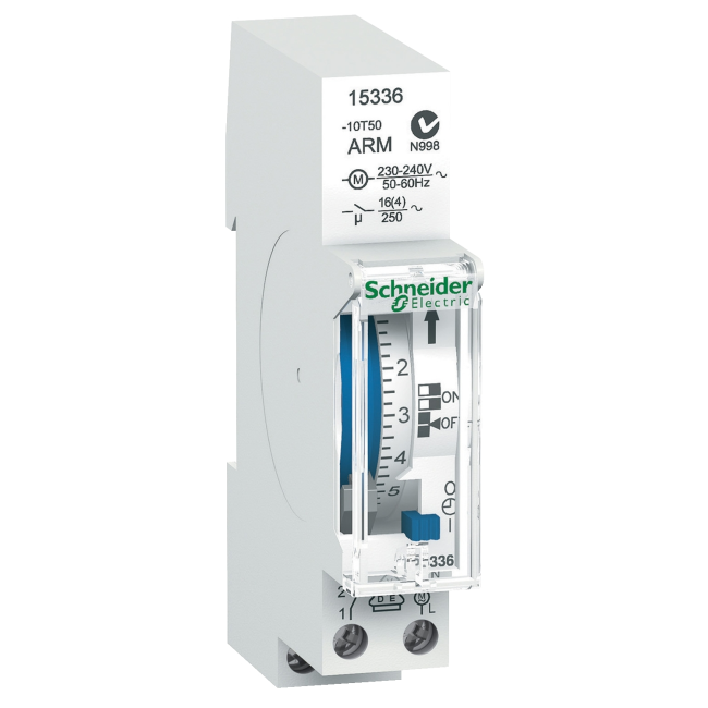 Schneider Electric Механічний перемикач часу, 24 год., 100 год. пам'яті, ІН-Acti 9