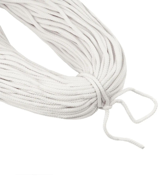 Cord Ø 6 mm made of white polyester, rhomboid weaving, coil 250 m