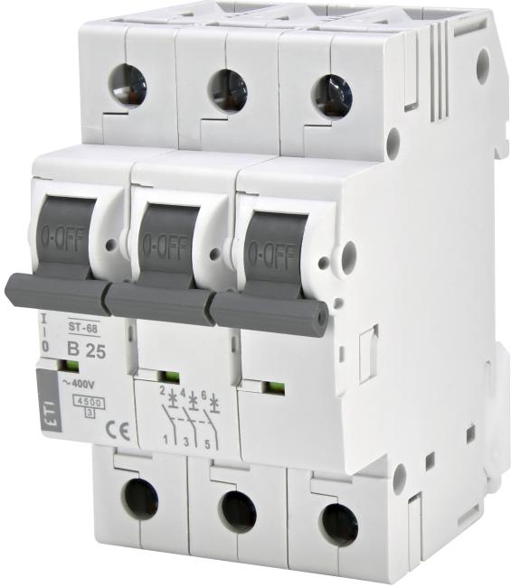 Автоматичний вимикач ETI ST-68 3p B 25А (4,5 kA) (002175318)