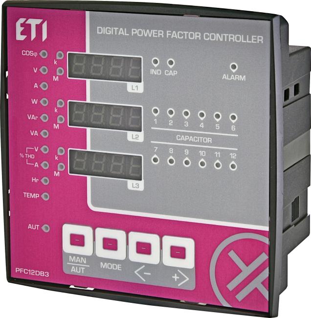 Регулятор реактивної потужності ETI PFC-12DB3 3F, 12 ступ, 144x144, (400V) (004656576)