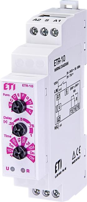 Багатофункціональне реле часу ETI ETR-10 24-240V AC/24-75V DC (1x16A_AC1) (002472200)