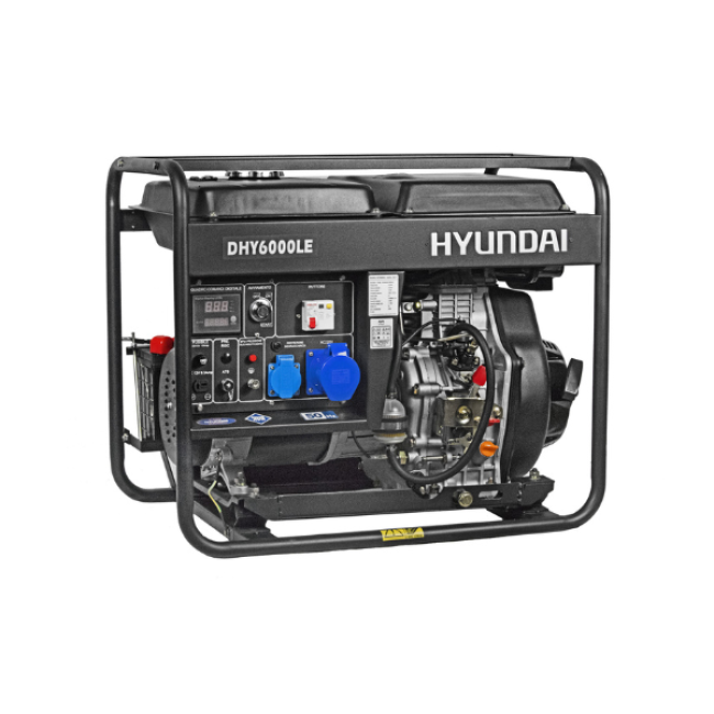 Генератор дизельный, 5 кВт, Hyundai, 1ф, электростартер, 79dB, 740x610x490, DHY 6000LE, 65211